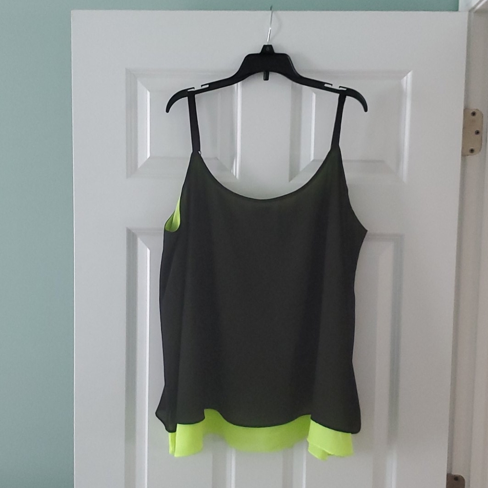 Black and neon yellow tank top